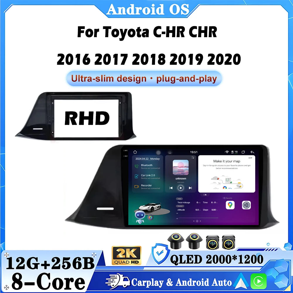 9 inch RHD For Toyota C-HR CHR 2016-2020 Car Radio Multimedia Video Player Navigation GPS