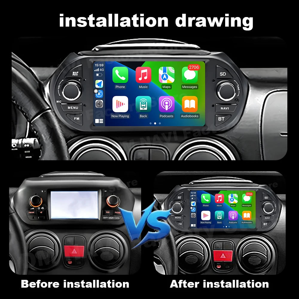Android OS Car Radio for Fiat Fiorino Qubo Citroen Nemo Peugeot Bipper 2008-2017 Multimedi
