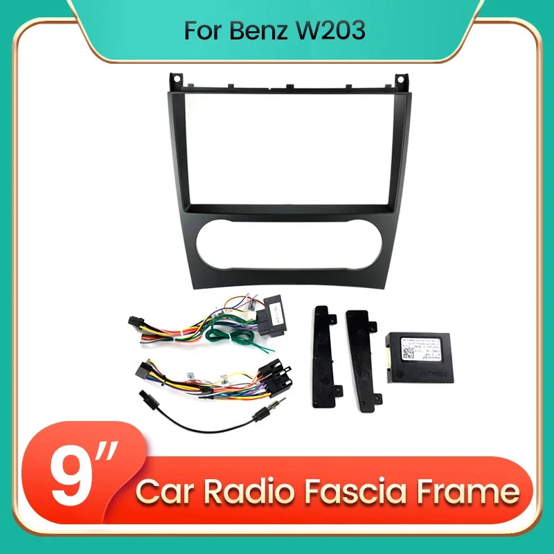 9inch Car Radio Frame Cable Dash Mount Kit for Mercedes Benz C-Class W203 CLC W203 Plastic | AUTOKITSHOP