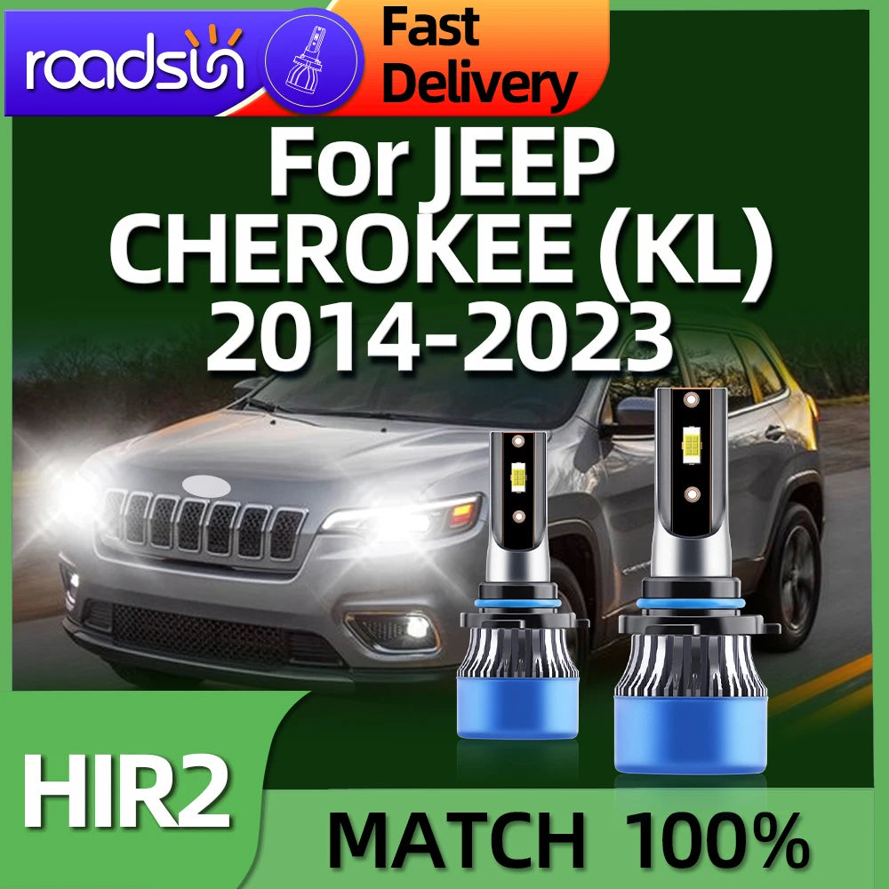 2x 30000LM LED Hir2 9012 Car Light Headlight Turbo Lamp 6000K For JEEP CHEROKEE KL 2014 20