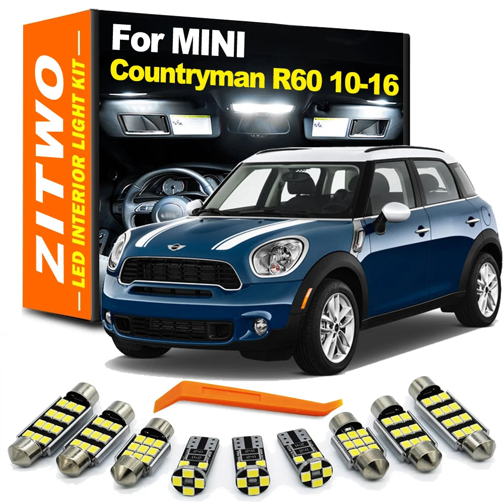 ZITWO 14Pcs Interior LED Bulbs Dome Reading Map Light Kit For Mini R60 Countryman 2010 2011 2012 2013 2014 2015 2016 Accessories