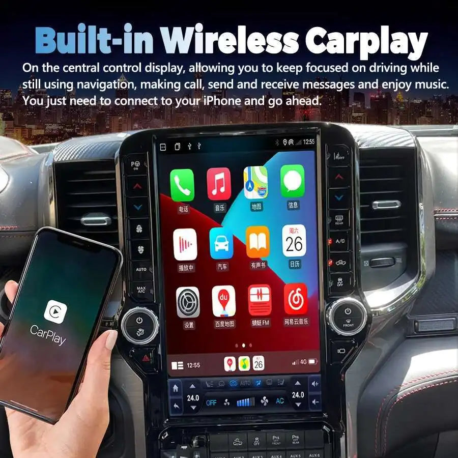 13.6" Screen For Dodge Ram 2019-2021 Android Radio 2din GPS Carplay Car Multimedia Video P | AUTOKITSHOP
