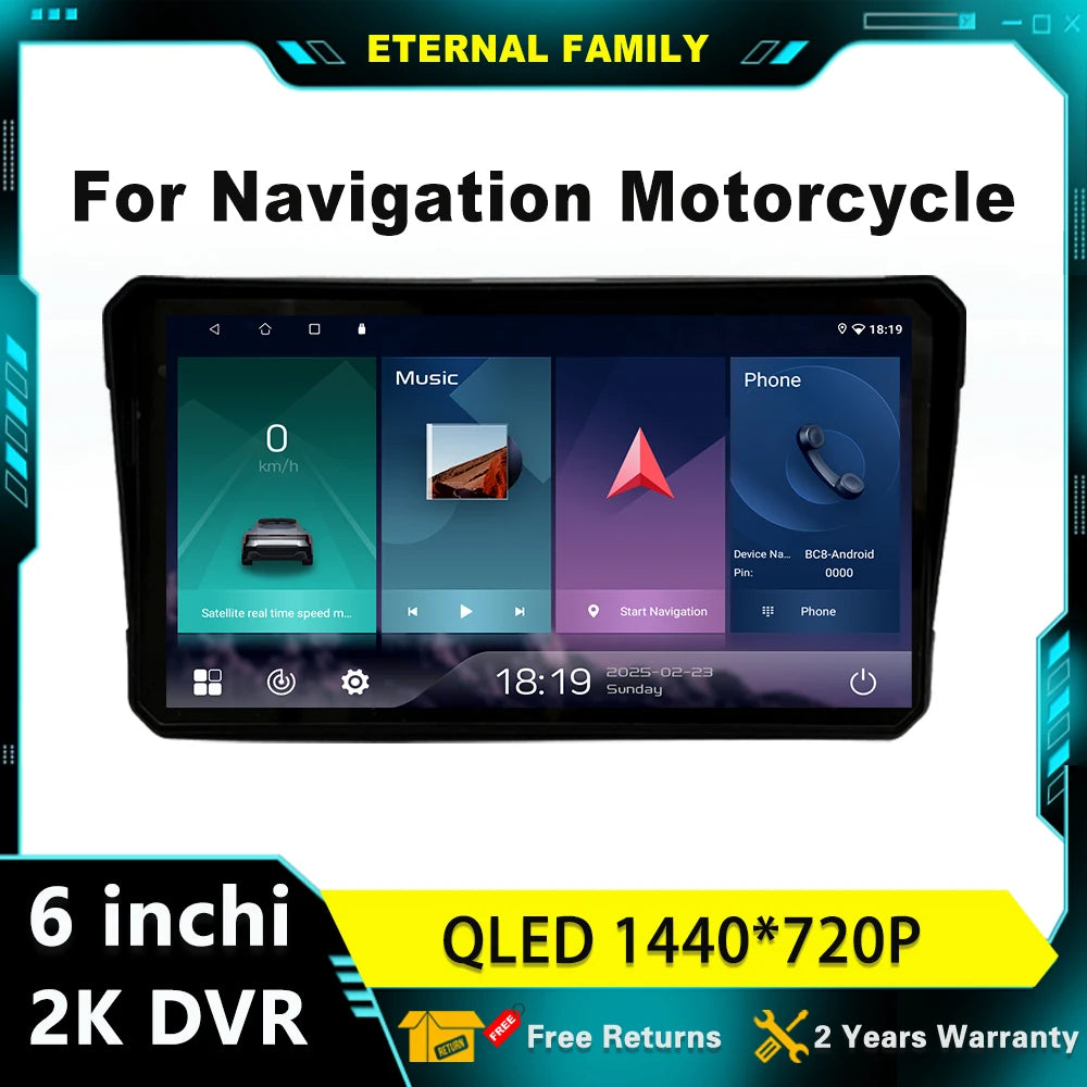 For Navigation Motorcycle Waterproof Apple Carplay 6 inch Display Screen Portable Motorcyc