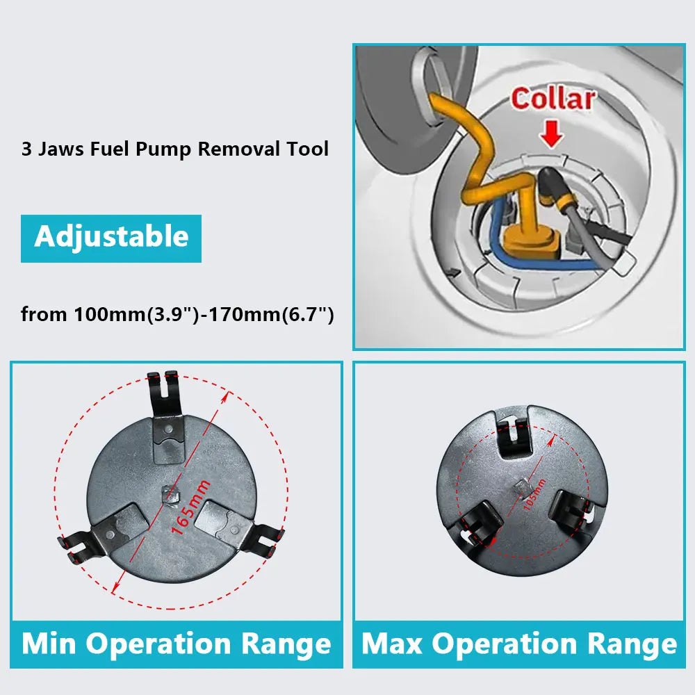3 Jaws Adjustable Car Fuel Tank Lid Wrench Tool Remove Oil Cover Pump Cap Spanner - Automotive LED Light