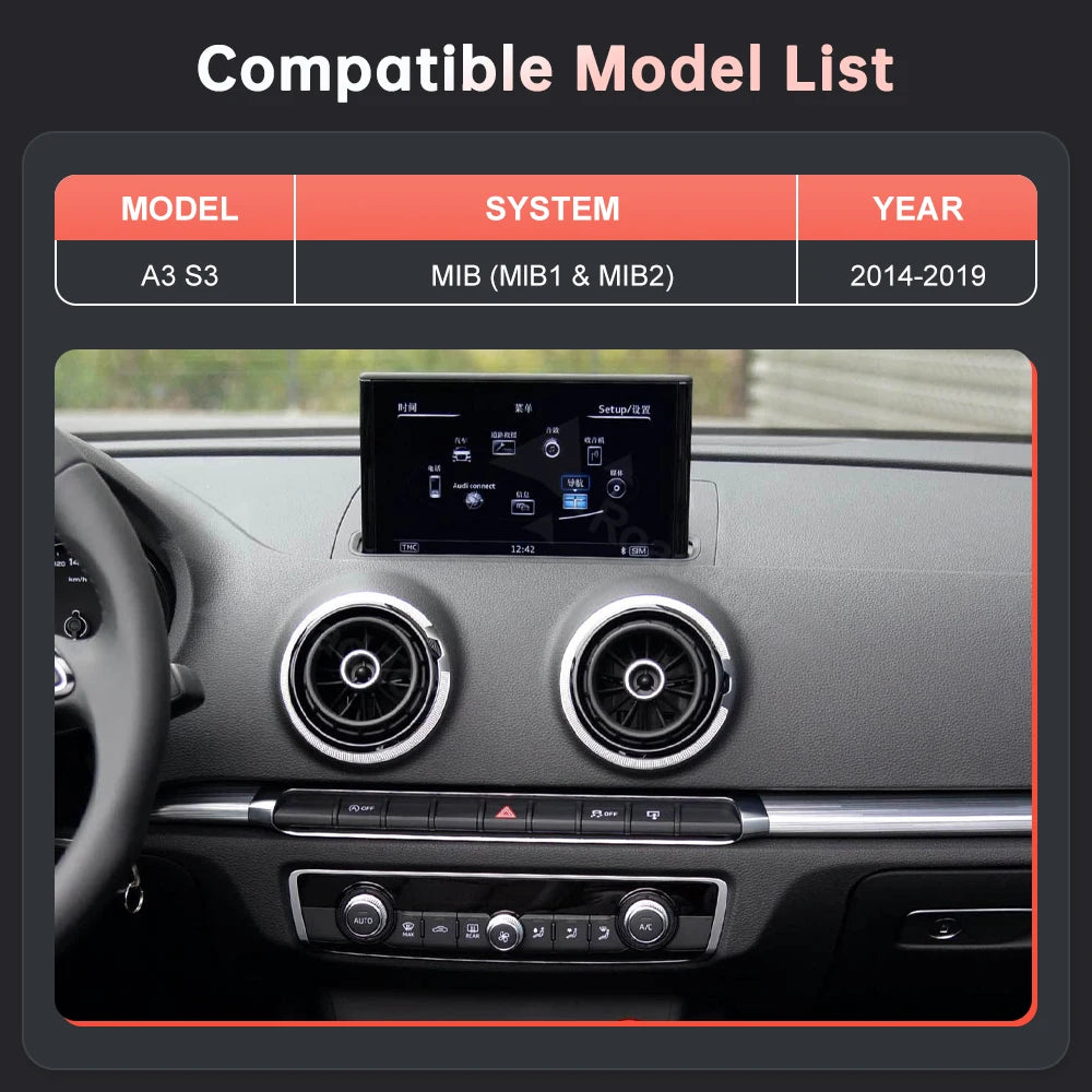 12.3 inch Wireless CarPlay Multimedia Display Touch Screen For Audi A3 S3 2014-2019 with A | AUTOKITSHOP