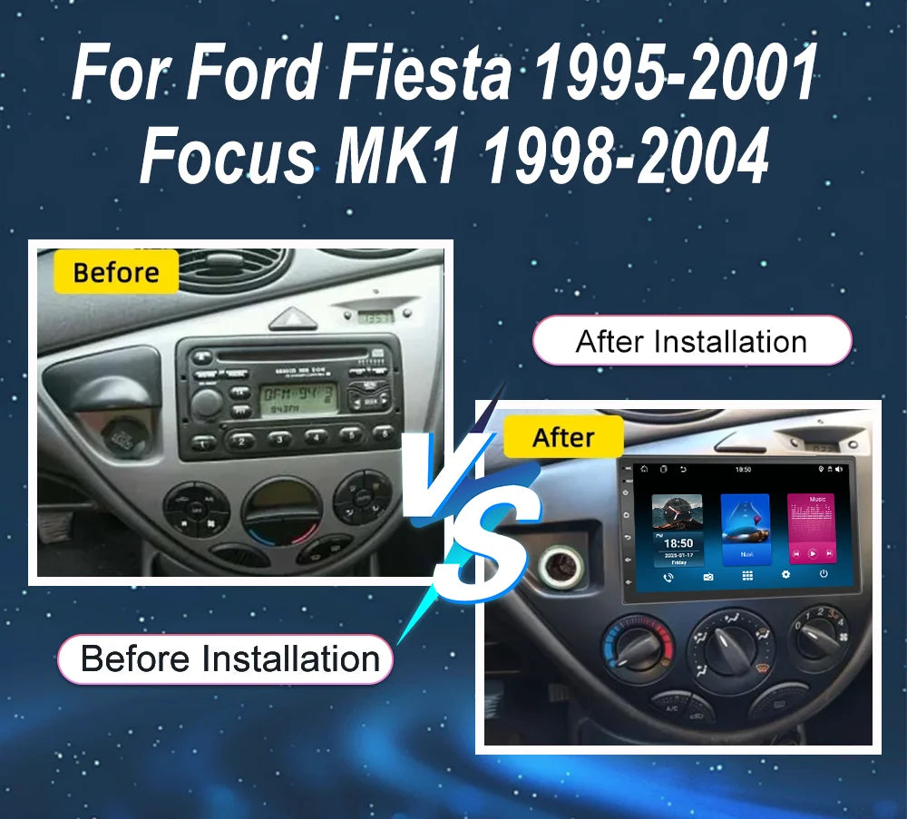 Android 15 Car DVD Radio Stereo For Ford Fiesta 1995 -2001 Focus MK1 1998 -2004 Auto GPS N