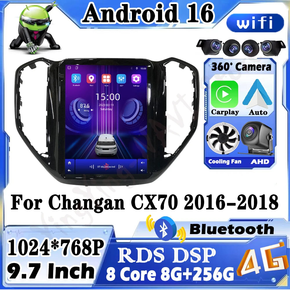 For Changan CX70 2016-2018 Android 16 Auto Wireless Carplay Car Radio Multimedia Player GP