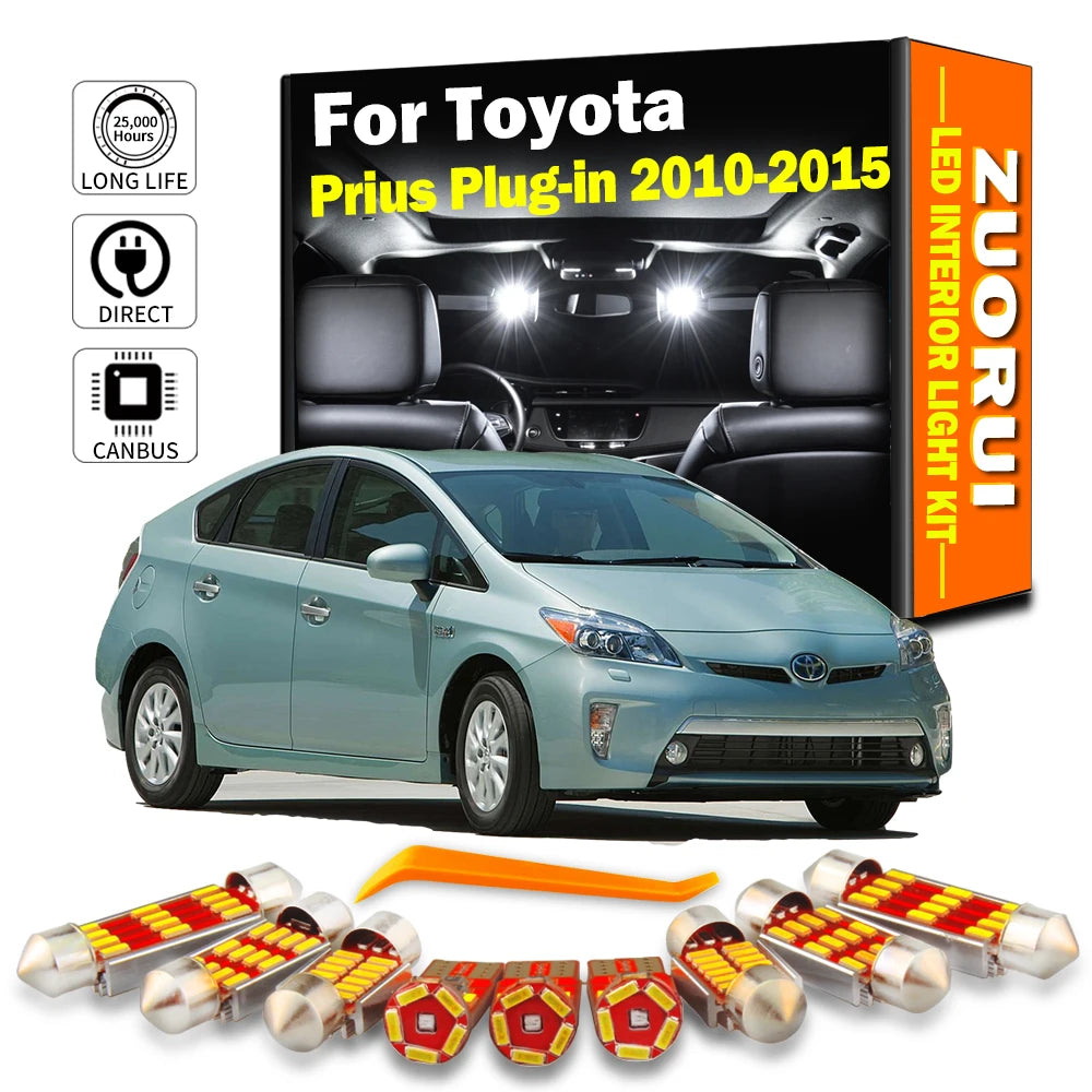 12-Piece LED Interior Light Kit for Toyota Prius Plug-in 2010-2012 - Canbus Dome Map Door Trunk Bulbs | AUTOKITSHOP