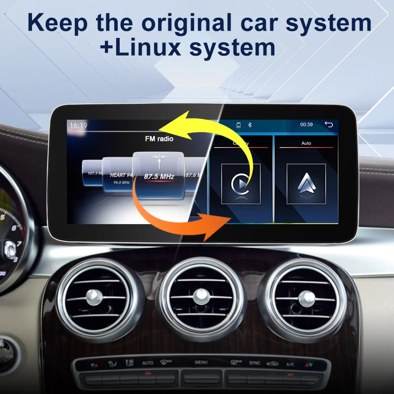 Factory Price 12.3"For Mercedes Benz C Class W205 GLC260 GLC300 X253 Wireless Carplay Andr