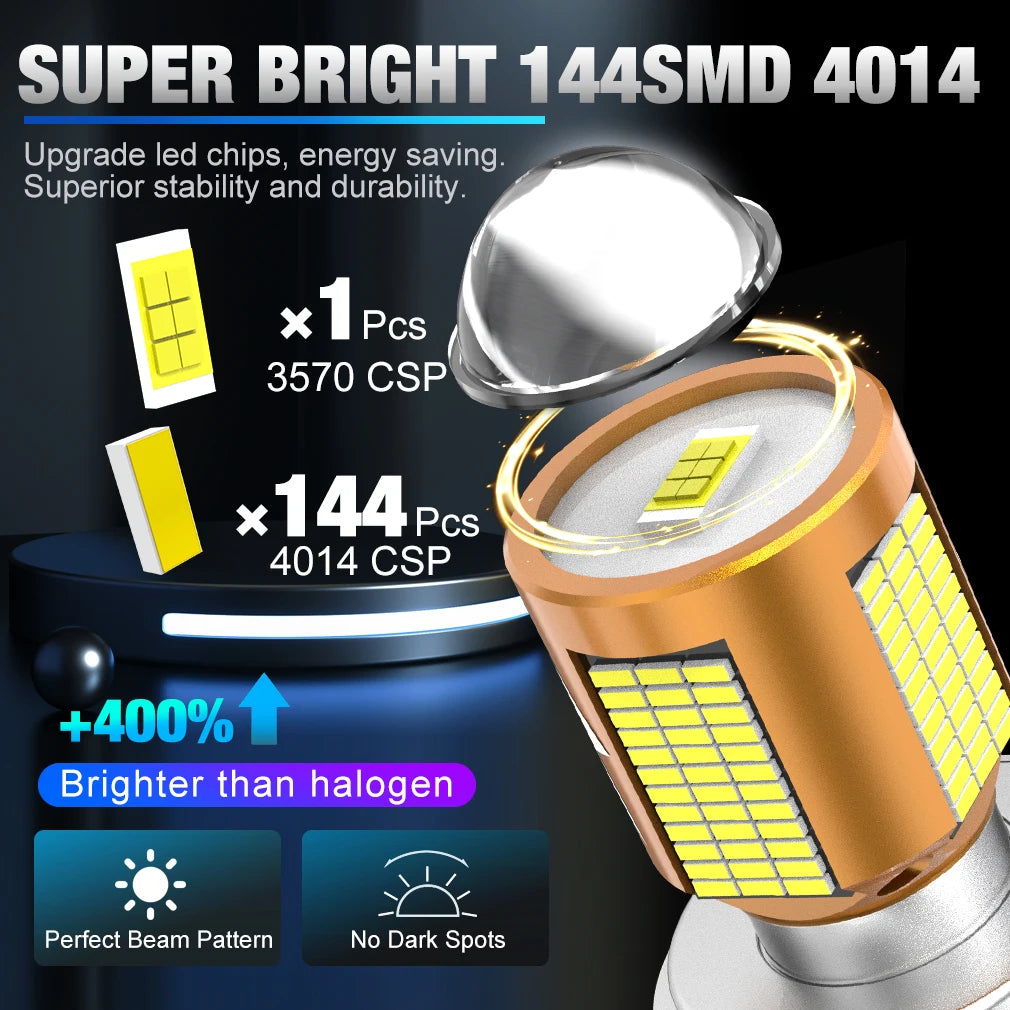 H4 LED Motorcycle Headlight Bulb 12V 50W LED Light BA20D 4014+3570 CSP High Low Beam Moto