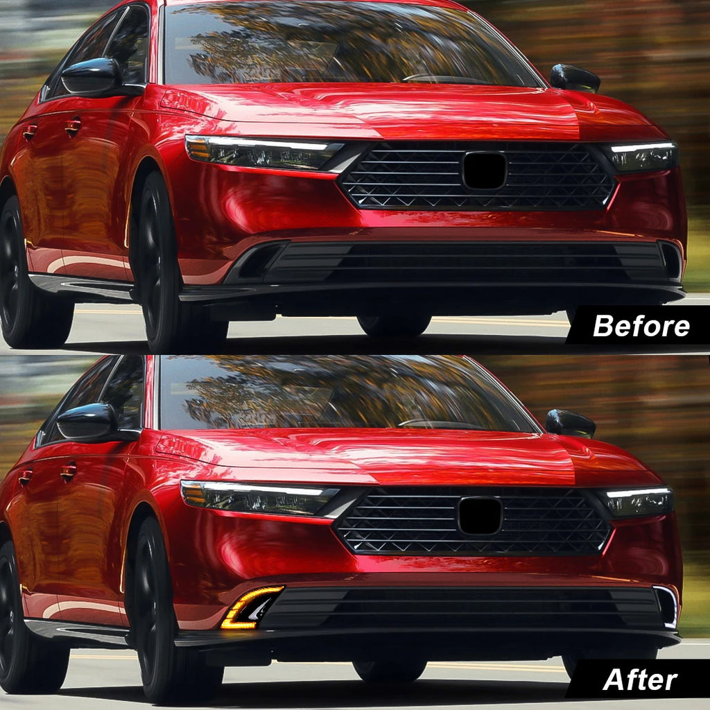 LED Daytime Running Lights For Honda Accord 2023 2024 White DRL Yellow Turn Signal Fog Lam | AUTOKITSHOP