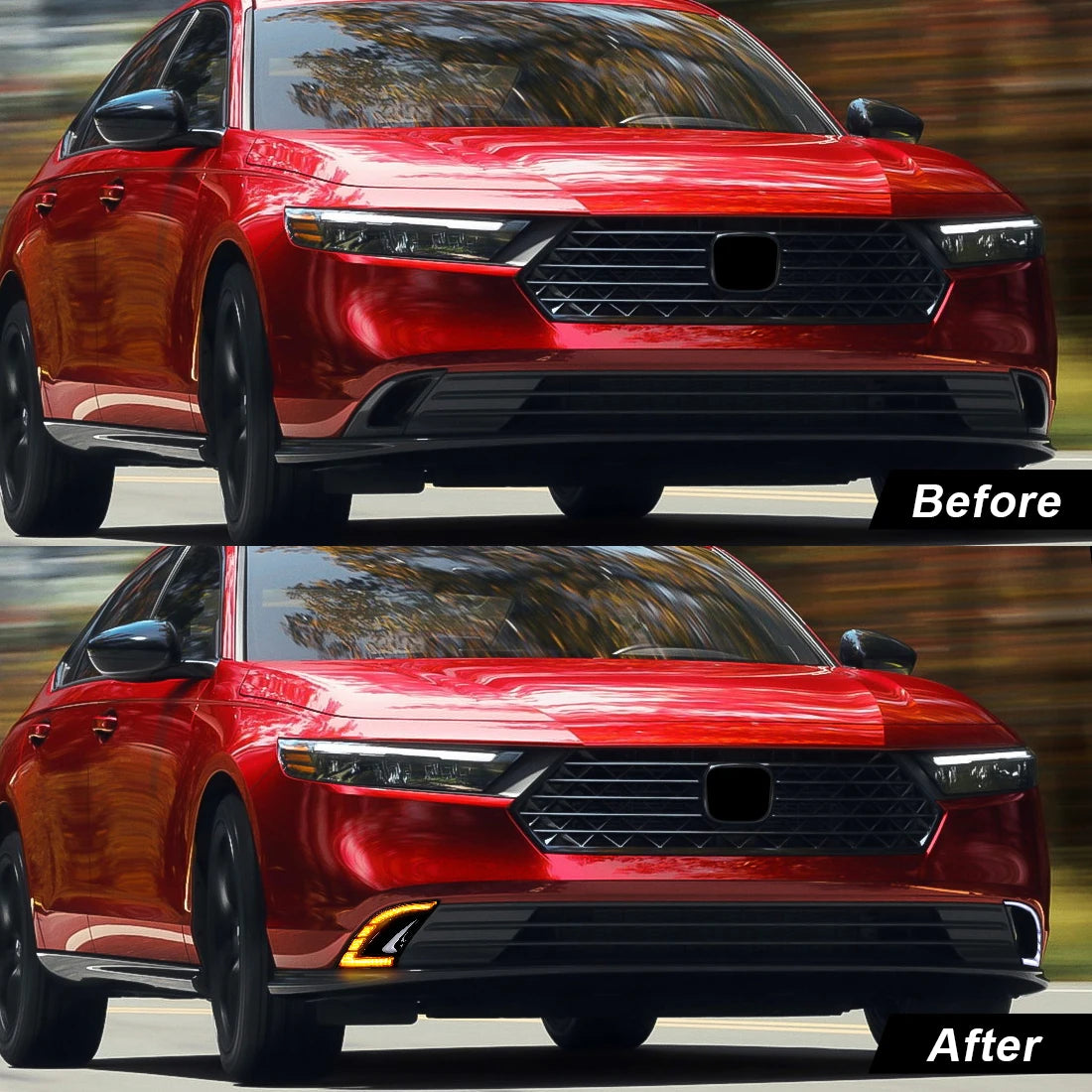 LED Daytime Running Lights For Honda Accord 2023 2024 White DRL Yellow Turn Signal Fog Lam | AUTOKITSHOP