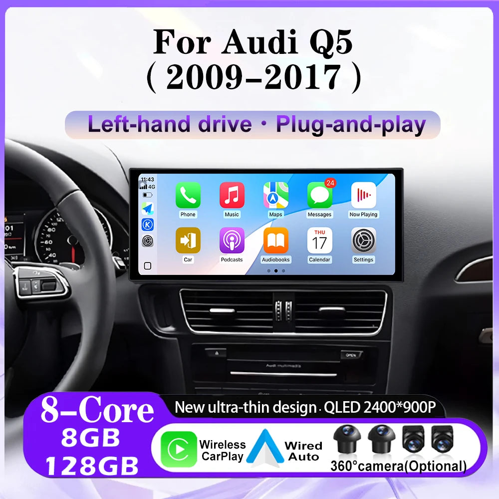 12.3 lnch Android 16 For Audi Q5 2009-2017 LHD Car Radio Multimedia Player DSP Stereo 4G W