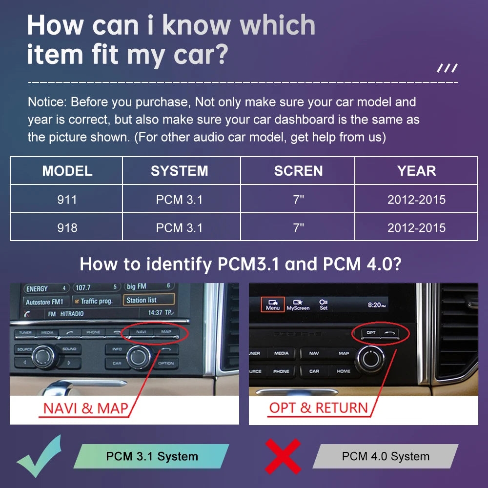 Road Top Wireless Carpaly for Porsche 911 918 PCM 3.1 System Support Android Auto Rear Cam