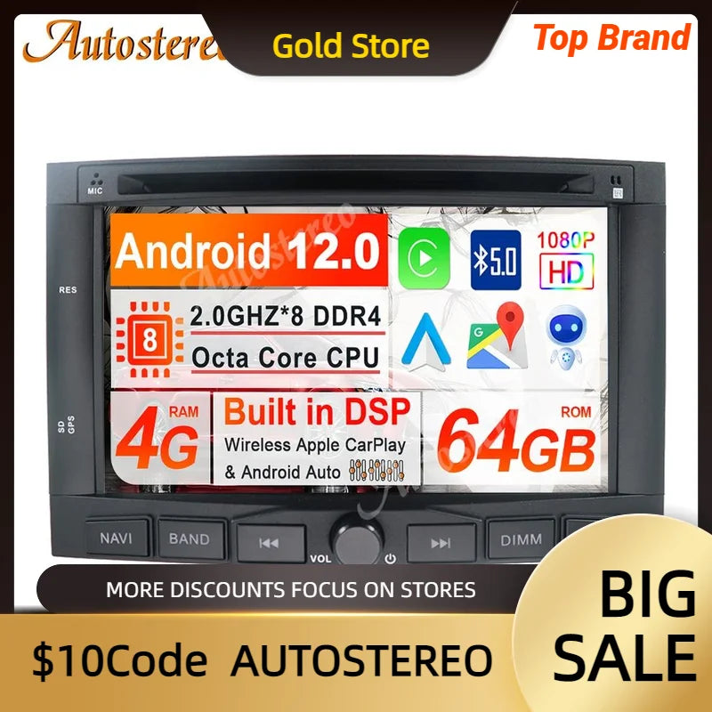 Android 13 Carplay Car Multimedia Player GPS Navigation for PEUGEOT 3008 Peugeot 5008 2009