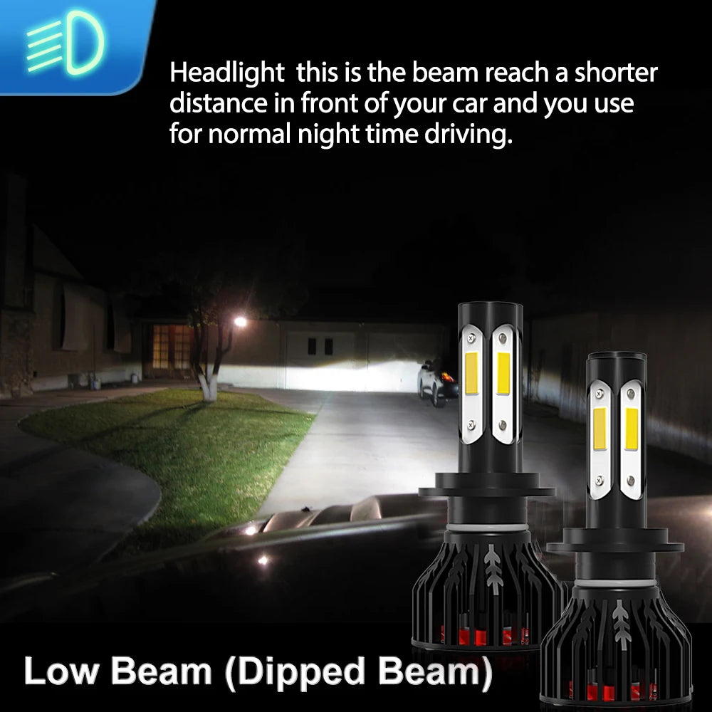 2/4Pcs Car Headlight H7 6000K Auto Bulbs 25000LM Bright 4Side Chip LED Lamp For Peugeot 20