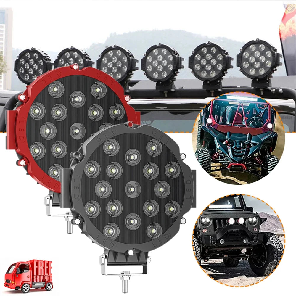 ACTVTCA 7 inch Round LED Light Bar Super Bright For Truck Tractor 4x4 Off Road Driving Lig