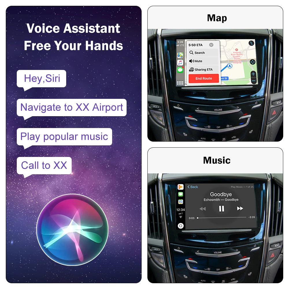 Wireless Carplay for Cadillac ATS 2014-2017 XT5 SRX CTS XTS 8" HMI 2.0 2.5 Android Auto Mi | AUTOKITSHOP