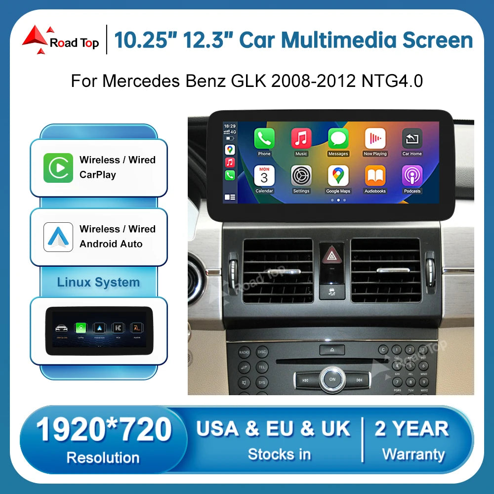 Wireless CarPlay Android Auto Multimedia Touch Screen for Mercedes-Benz GLK X204 2008-2012 | AUTOKITSHOP