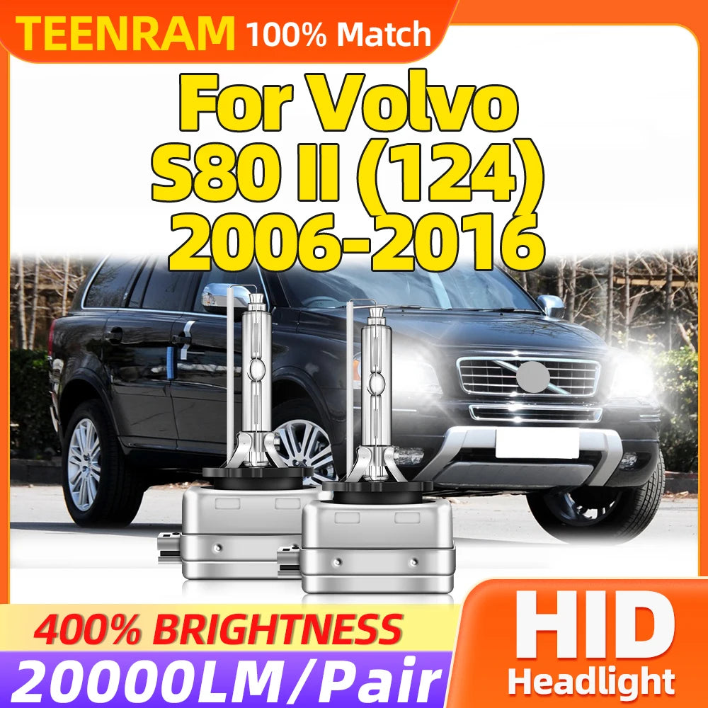 12V Xenon Headlamps 35W HID Xenon Lamp Bulbs 20000LM For Volvo S80 II (124) 2006-2008 2009
