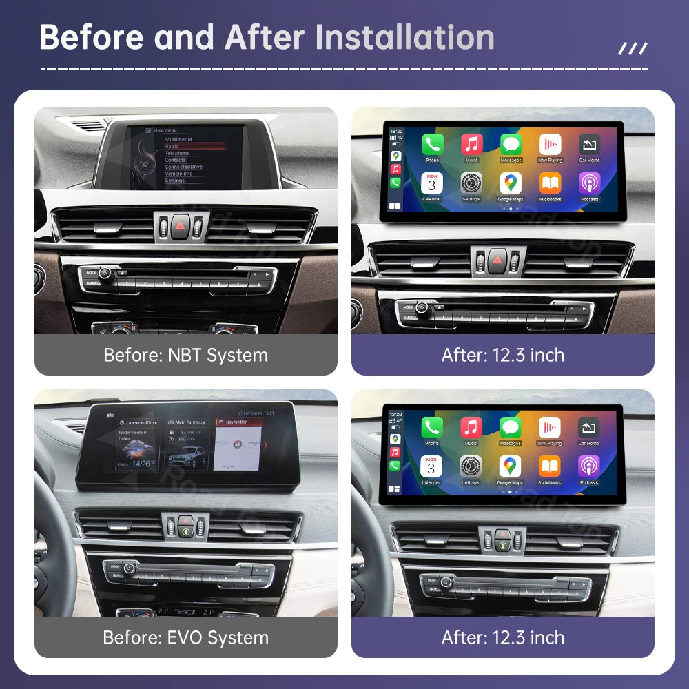 Ultra Thin Multimedia Touch Screen Wireless Carplay Display For BMW X1 F48 2015-2022 Head