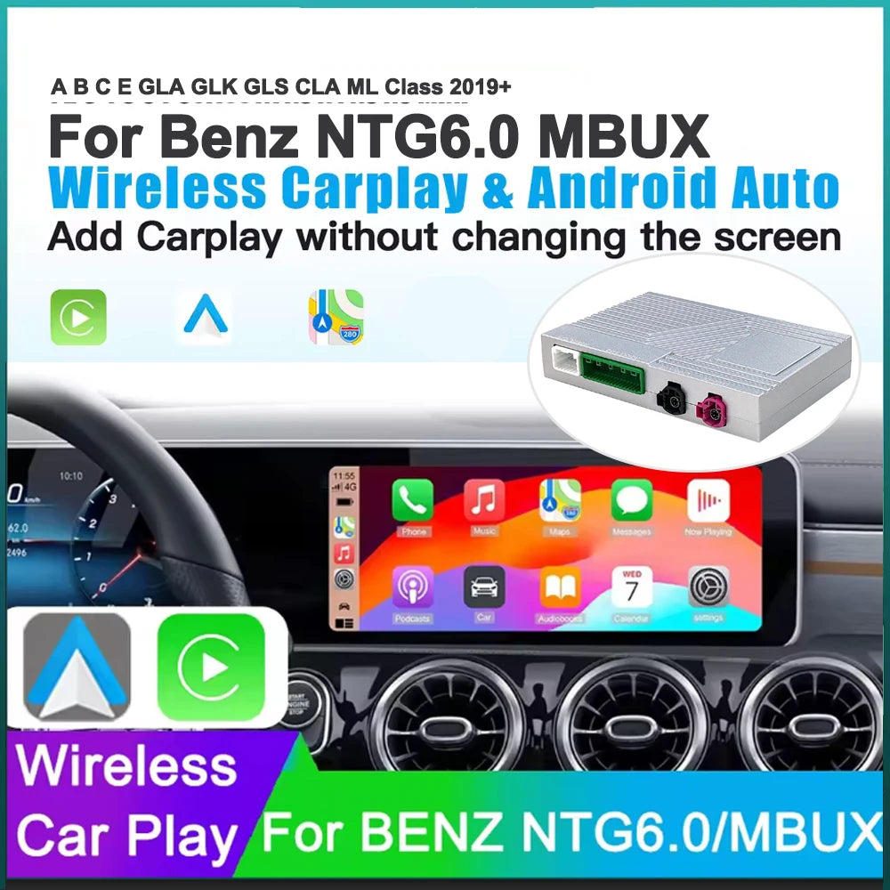 Wireless CarPlay Android Auto For Benz NTG6.0 MBUX A B C E GLA GLK GLS CLA ML Class 2019+