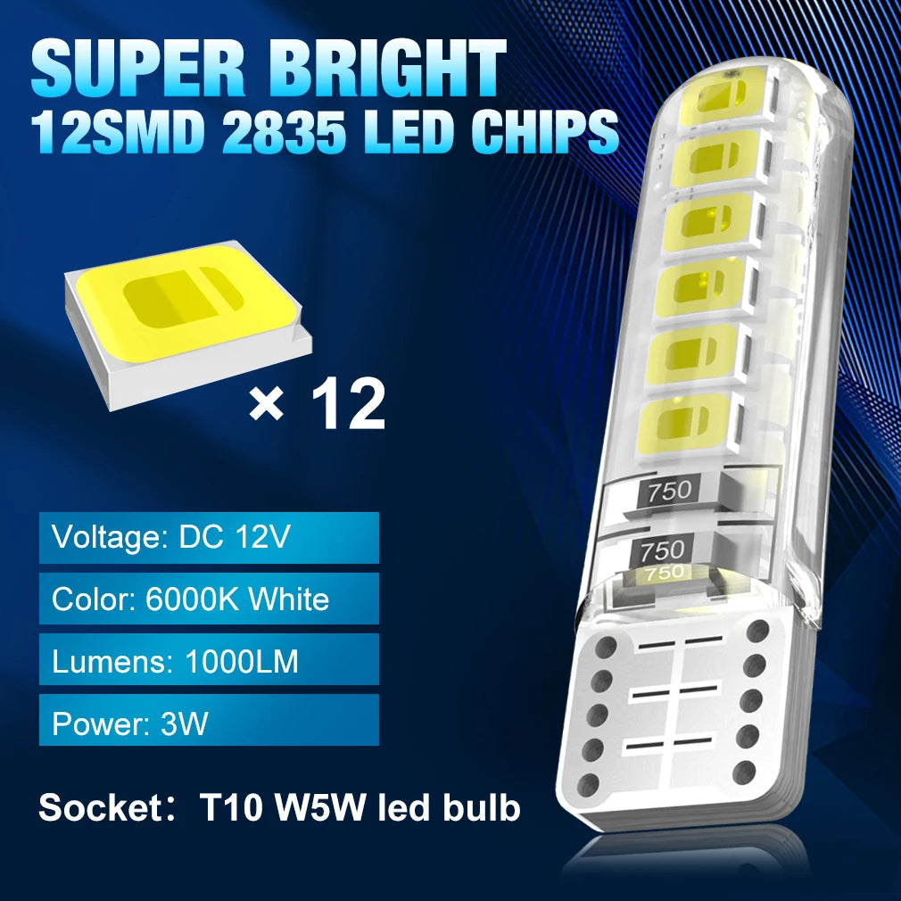 W5W T10 LED Light Bulb 194 168 501 Car Signal Light Canbus Interior Dome Lamp 6000K Auto L