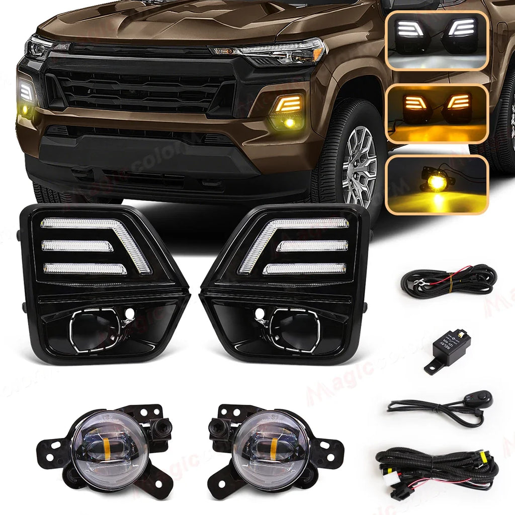LED DRL Fog Lamps For Chevrolet Colorado WT LT Trail Boss Z71 2023 2024 2025 Daytime Runni | AUTOKITSHOP