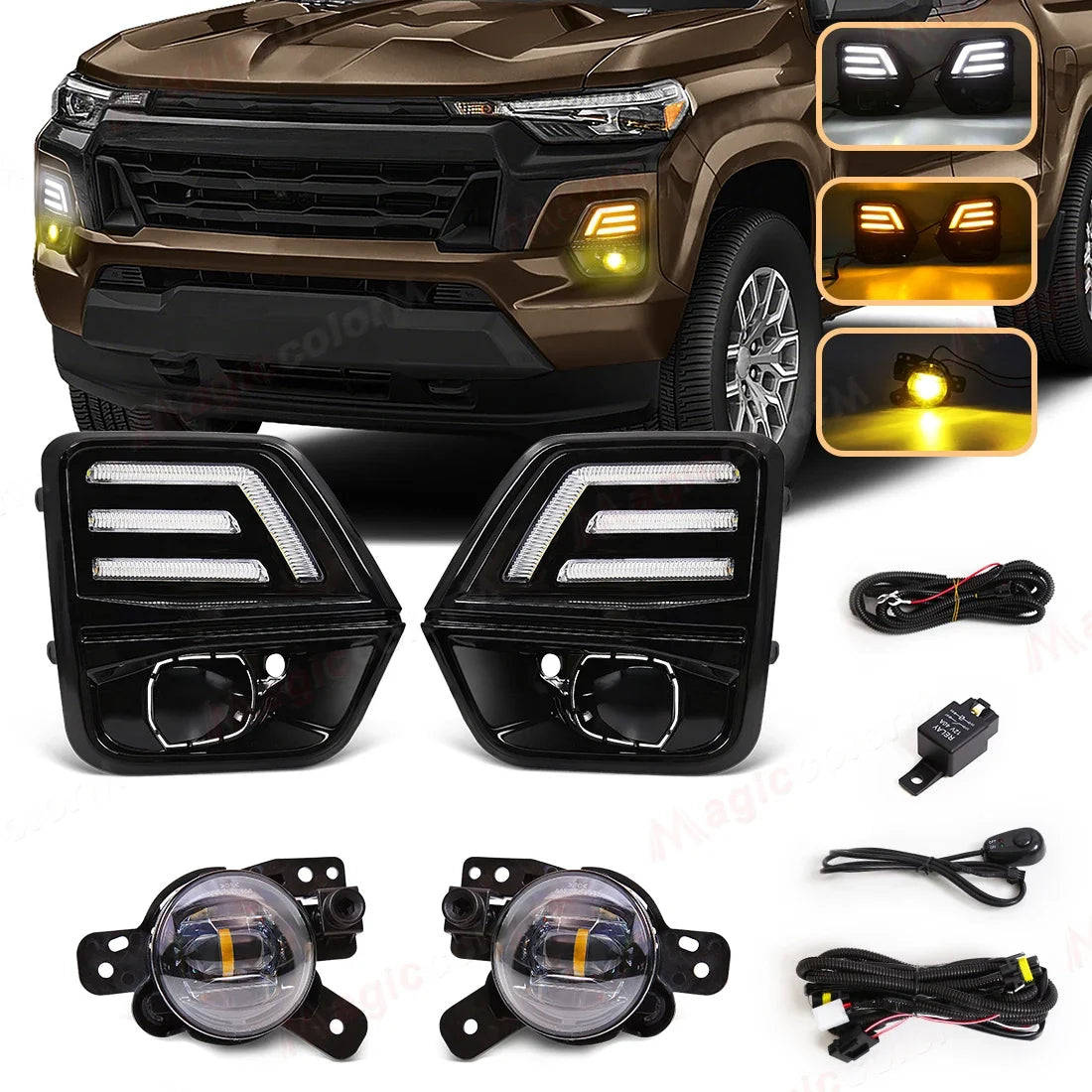 LED DRL Fog Lamps For Chevrolet Colorado WT LT Trail Boss Z71 2023 2024 2025 Daytime Runni | AUTOKITSHOP