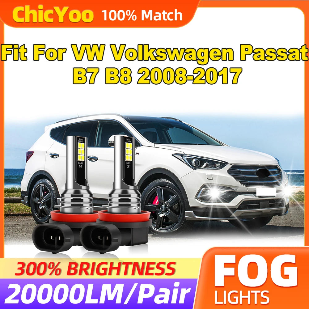 20000LM LED Fog Lamps 60W CSP Chips Fog Lights 6000K White 12V Fit For VW Volkswagen Passa