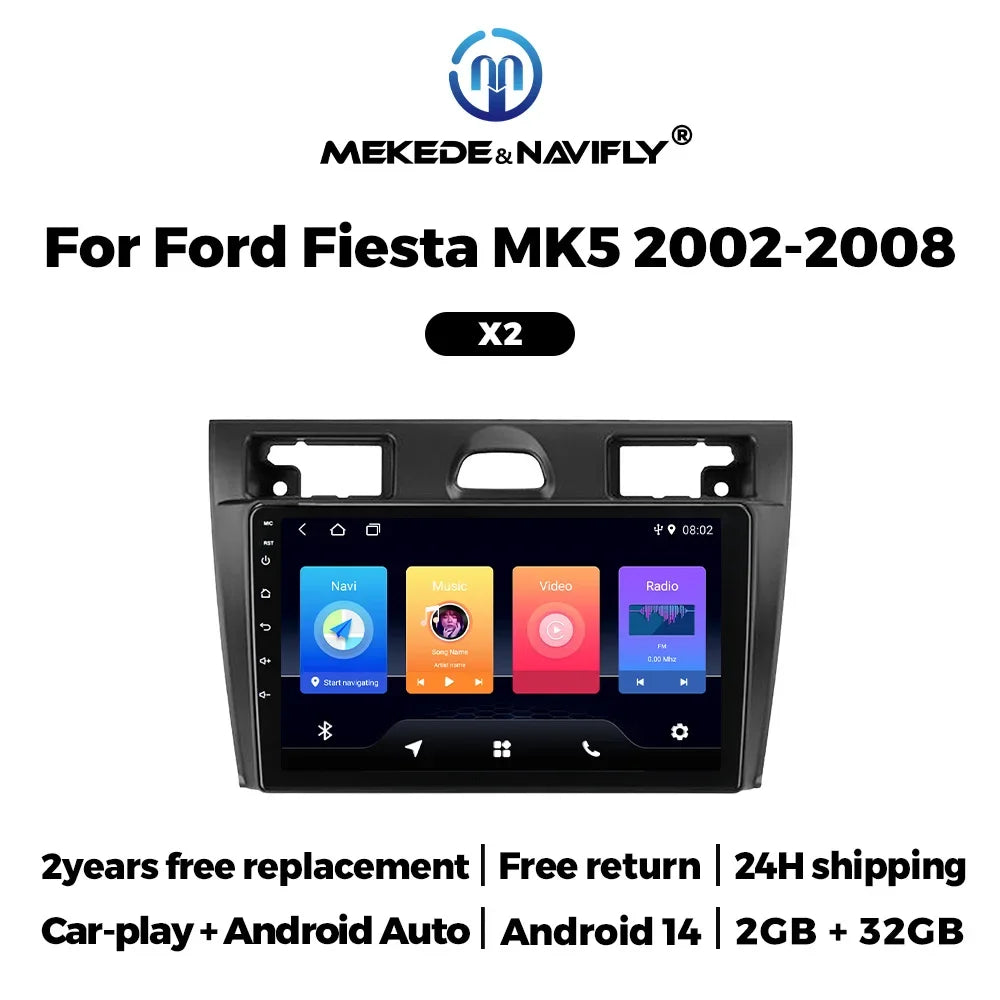 Android 14 Car Radio for Ford Fiesta Mk5 2002 2003 2004 2005-2008 Carplay Auto Stereo Mult | AUTOKITSHOP