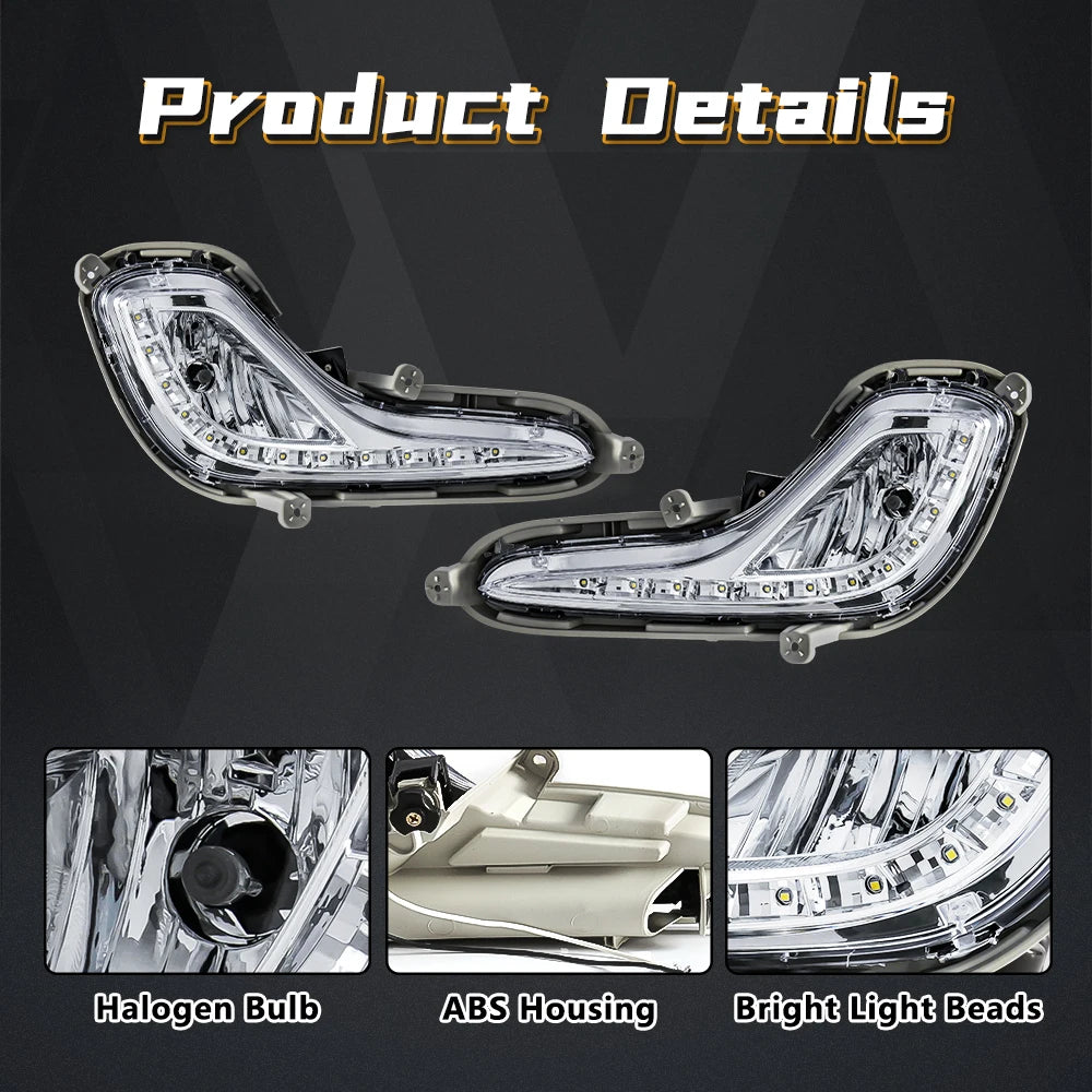 For Hyundai Accent 2012 2013 2014 2015 2016 2017 DRL LED Daytime Running Light Fog Lamp Ca | AUTOKITSHOP