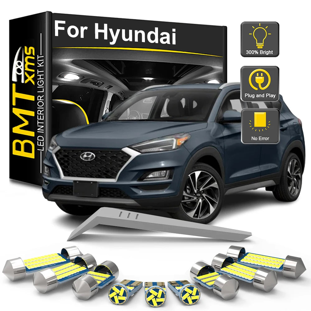 LED Interior Light Kit for Hyundai i10 i20 i30 i40 ix20 ix35 Tucson Santa Fe Santafe Car LED Interior Light Bulb Kit ...