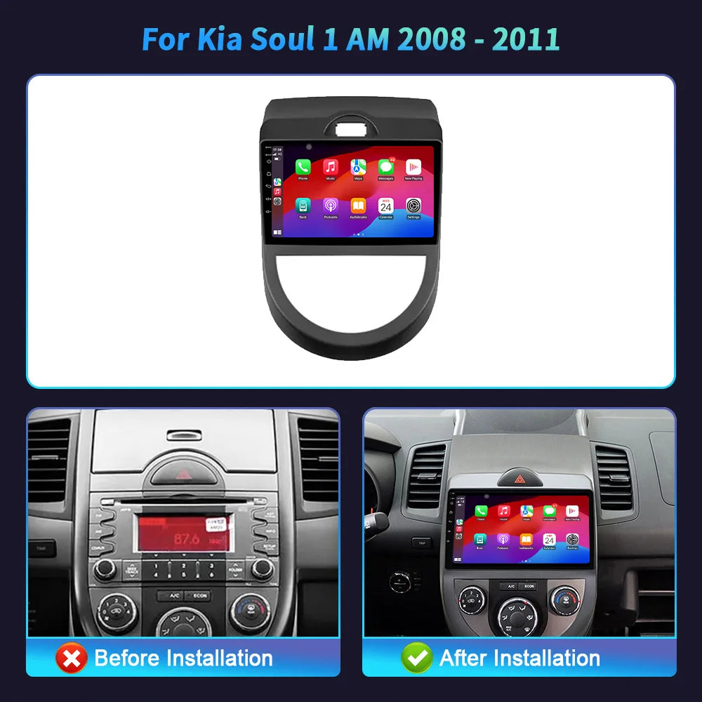 For Kia Soul 1 AM 2008-2011 Wireless BT CarPlay Android 14 Radio Car Multimedia Player 786