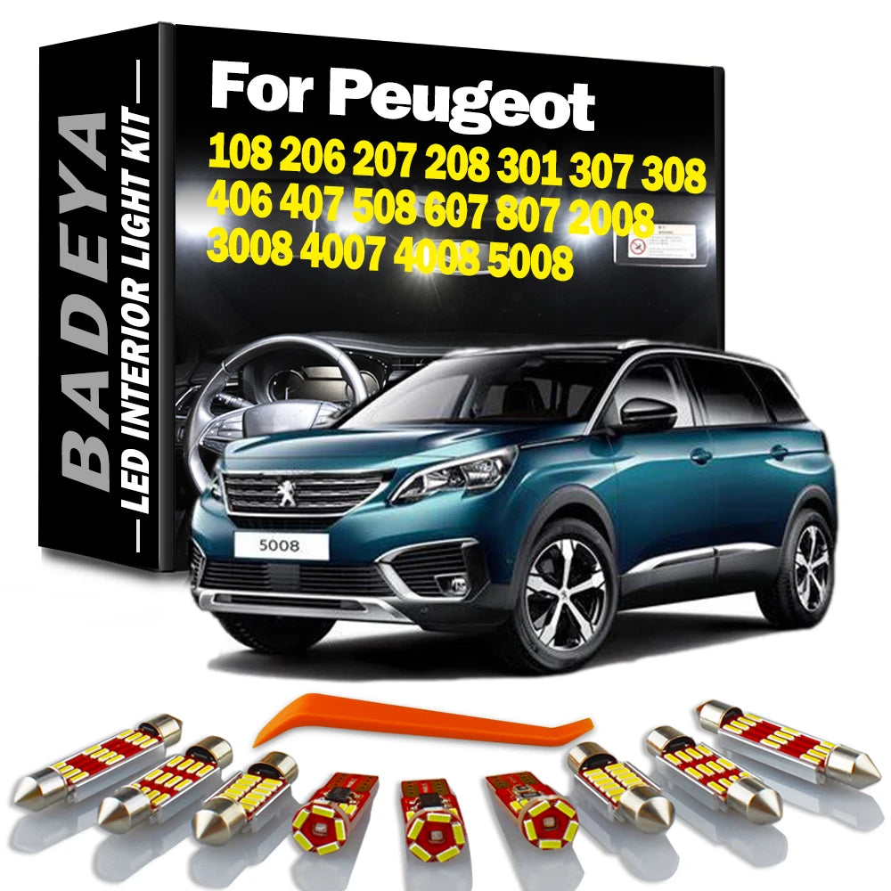 LED Interior Map Sun Visor Roof Light Kit For Peugeot 108 206 207 208 301 307 308 406 407