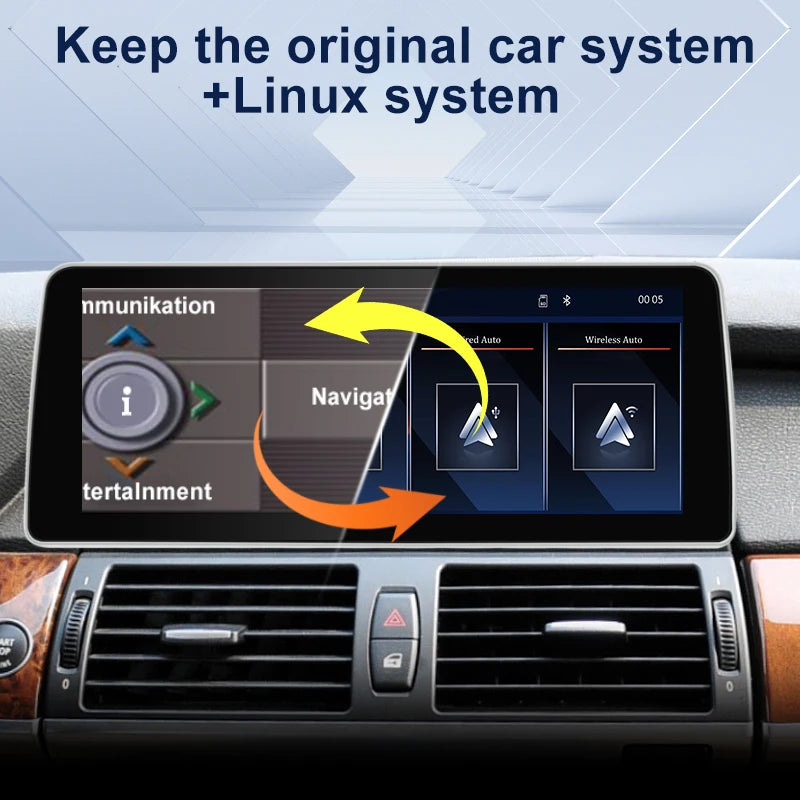 Wireless Carplay Android Auto Radio Display Touch Screen For BMW X5 E70 X6 E71 E72 CCC CIC