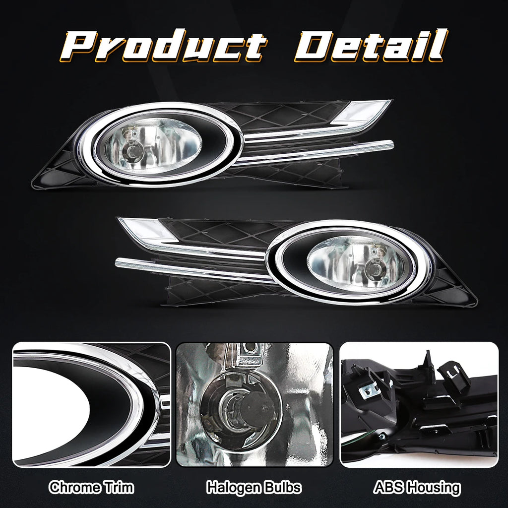 For Honda Odyssey 2014 2015 Fog Lamp Halogen Bumper Driving Daylight DRL Lights Chrome Tri | AUTOKITSHOP