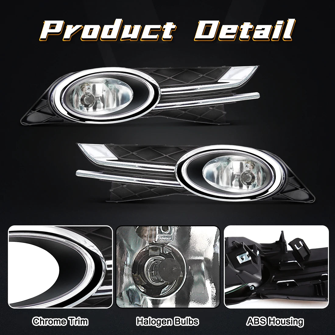 For Honda Odyssey 2014 2015 Fog Lamp Halogen Bumper Driving Daylight DRL Lights Chrome Tri | AUTOKITSHOP