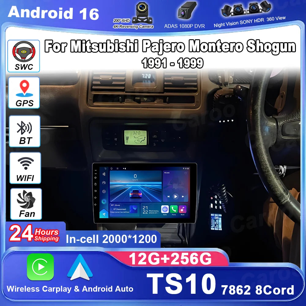 Android 16 Car Radio For Mitsubishi Pajero Montero Shogun 1991 - 1999 Multimedia Stereo Ca