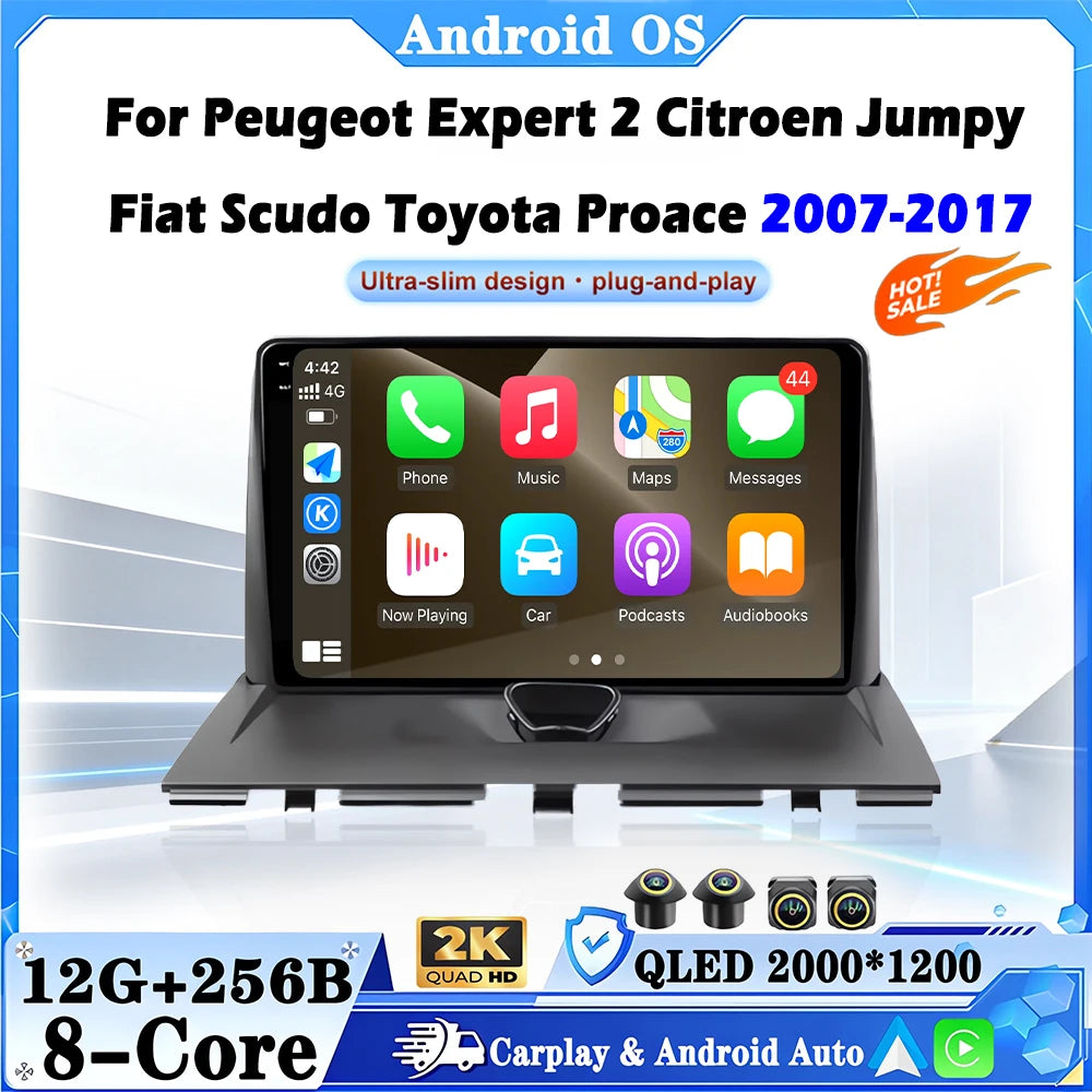 For Peugeot Expert 2 Citroen Jumpy Fiat Scudo Toyota Proace 2007-2017 Carplay Car Radio Mu