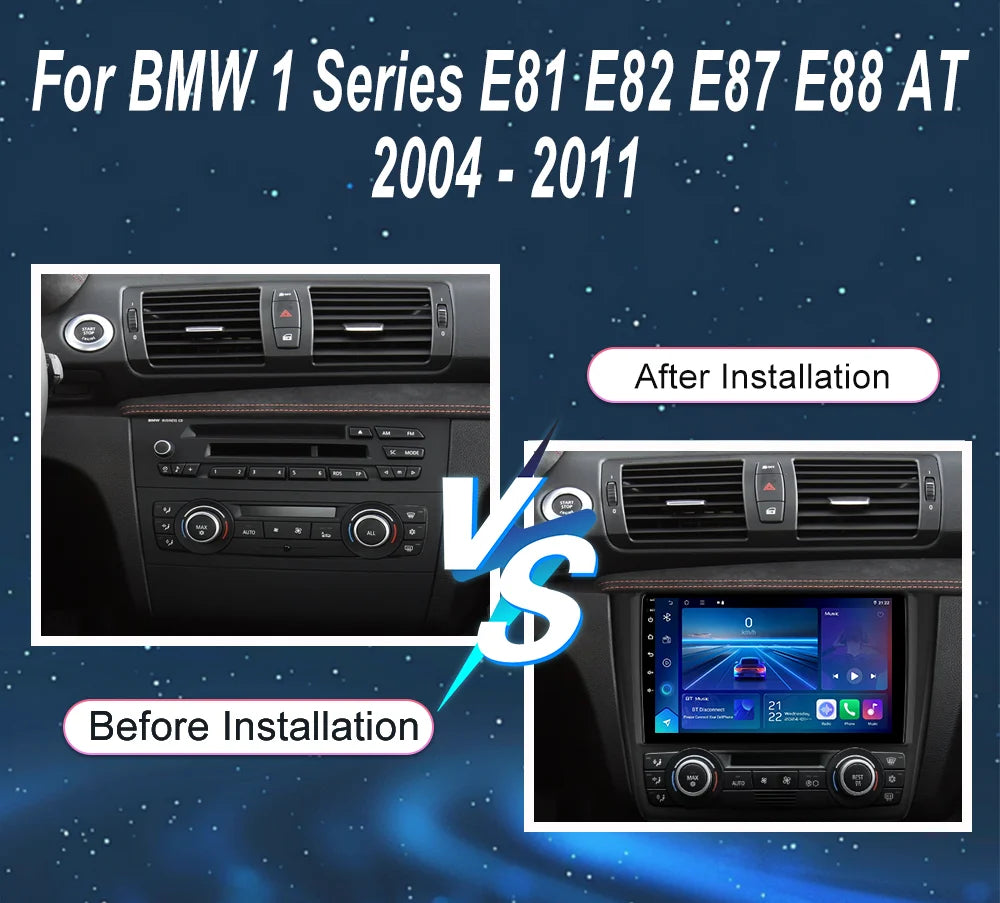 Android 14 Radio Stereo For BMW 1 Series E81 E82 E87 E88 AT 2004 -2011 Car Multimedia Play