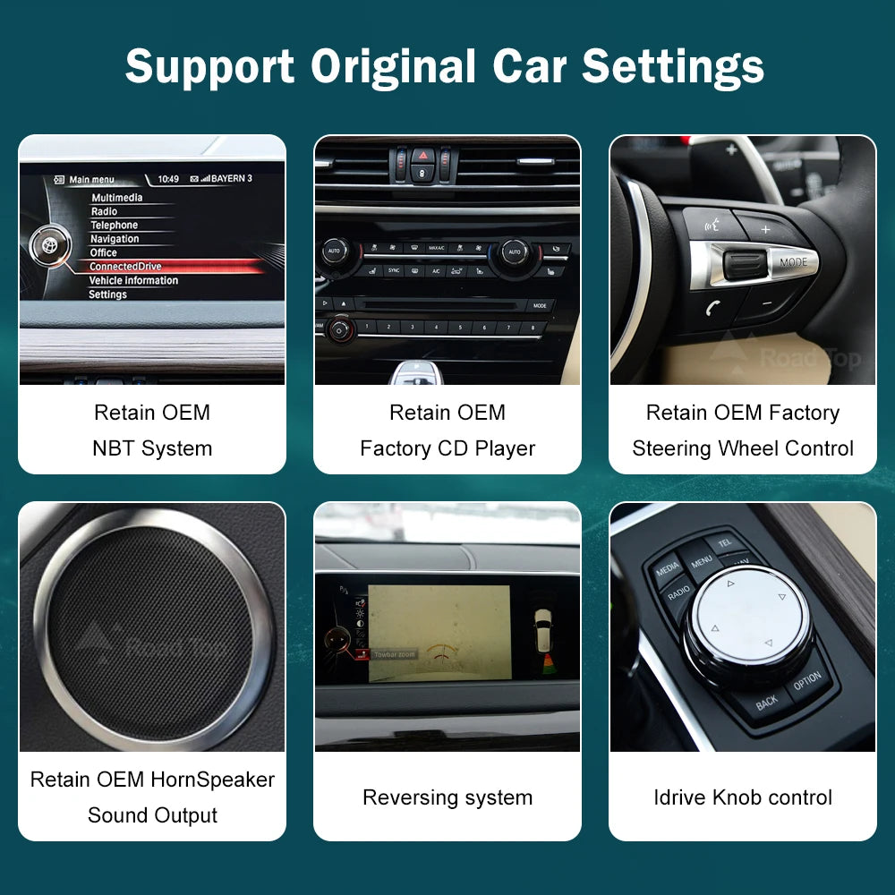 RoadTop Wireless Carplay Multimedia Display Touch Screen Android-auto Head Unit For BMW X5