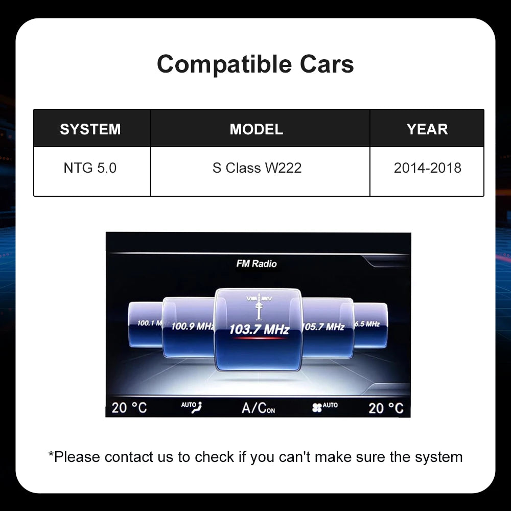 Wireless CarPlay Android Auto Fits For Mercedes A B C CL S CLA CLS CLASS GLA GLS GLC GLE V