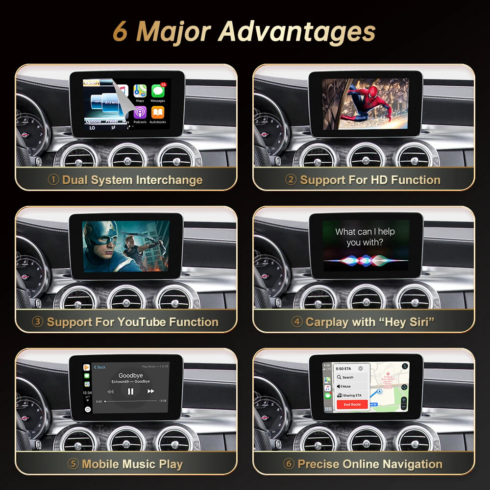 Wireless CarPlay for Mercedes Benz GLC W205 2015-2018 with Android Auto Mirror Link AirPla