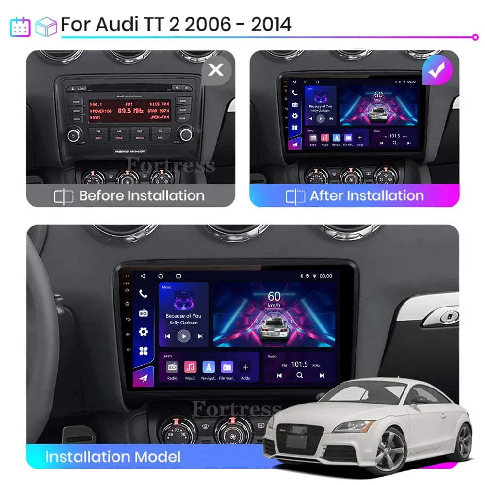 For Audi TT MK2 8J 2006-2014 Android 16 Auto Car Radio Multimedia Stereo GPS Navi Head Uni