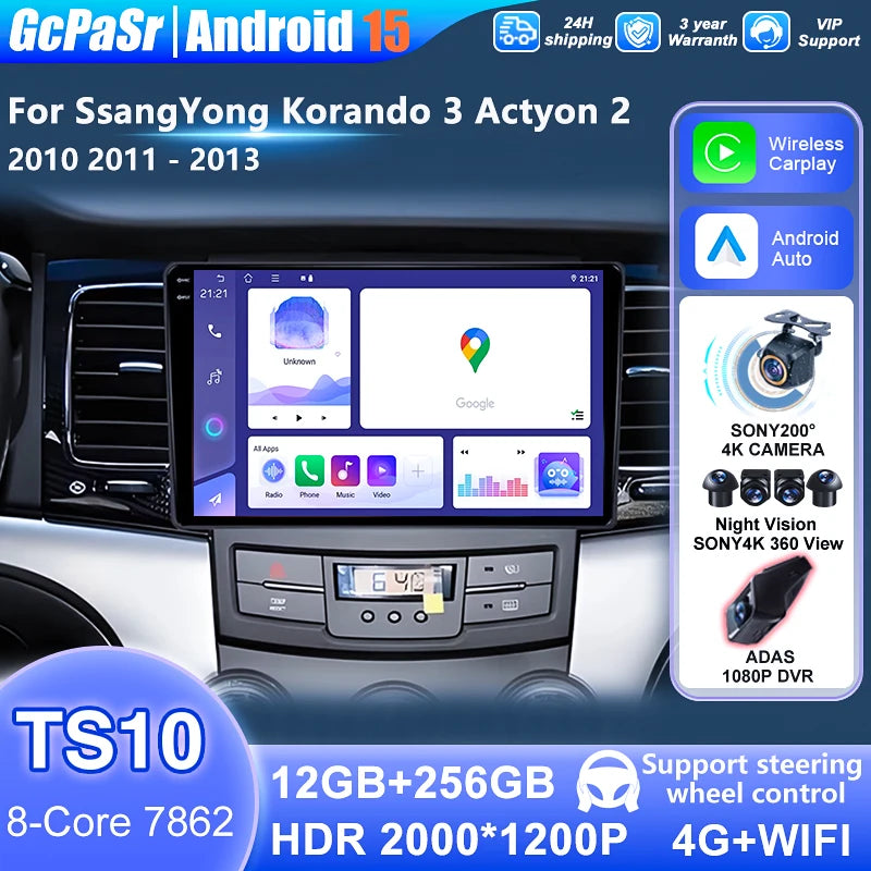 Car Android For SsangYong Korando 3 Actyon 2 2010 - 2013 Auto Radio Stereo Head Unit Multi