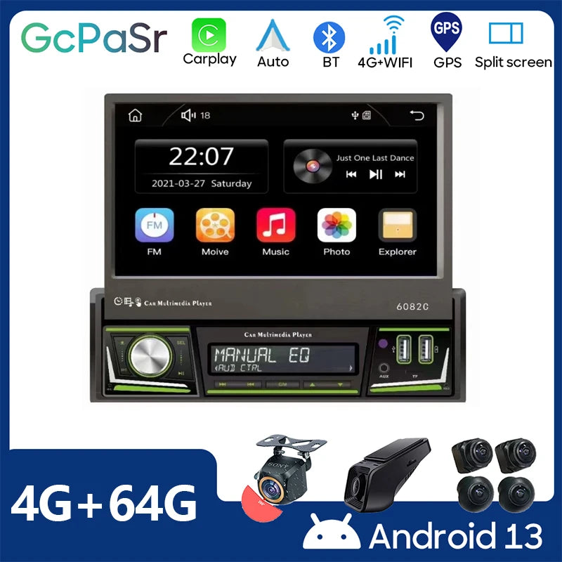 Telescopic Screen Host 1Din For Mercedes W210 E280 Car Radio Android Auto GPS Navigation M
