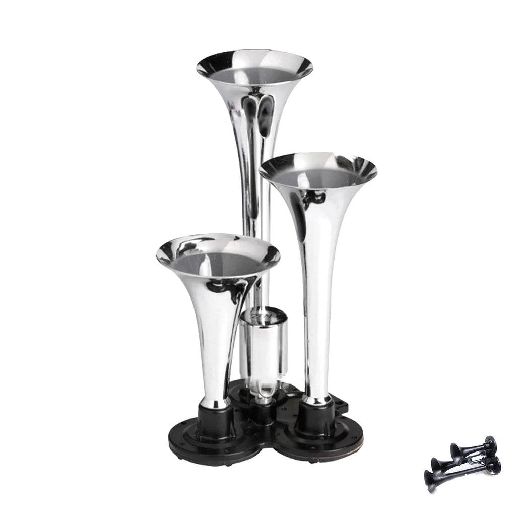 Chromium Pneumatic Chrome Plated Triple Truck With Bagpipes 12V/24V For Car Motorcycle ATV