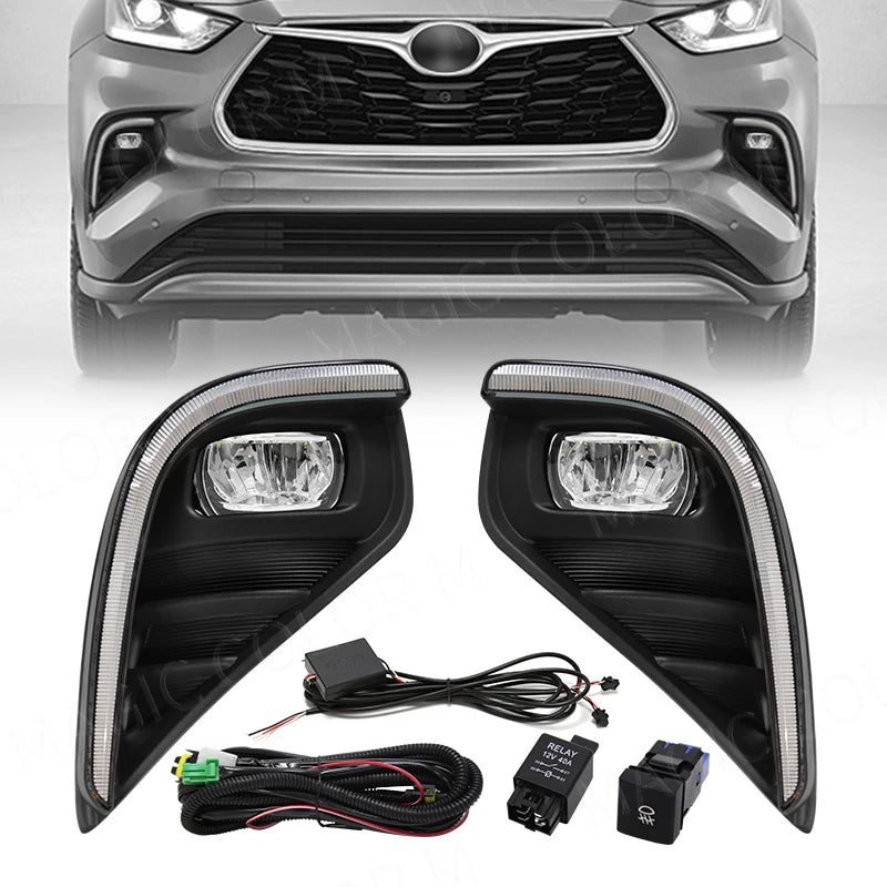 For Toyota Highlander 2021 2022 DRL Fog Light Led Daytime Running Lamp Daylights Dual Colo | AUTOKITSHOP