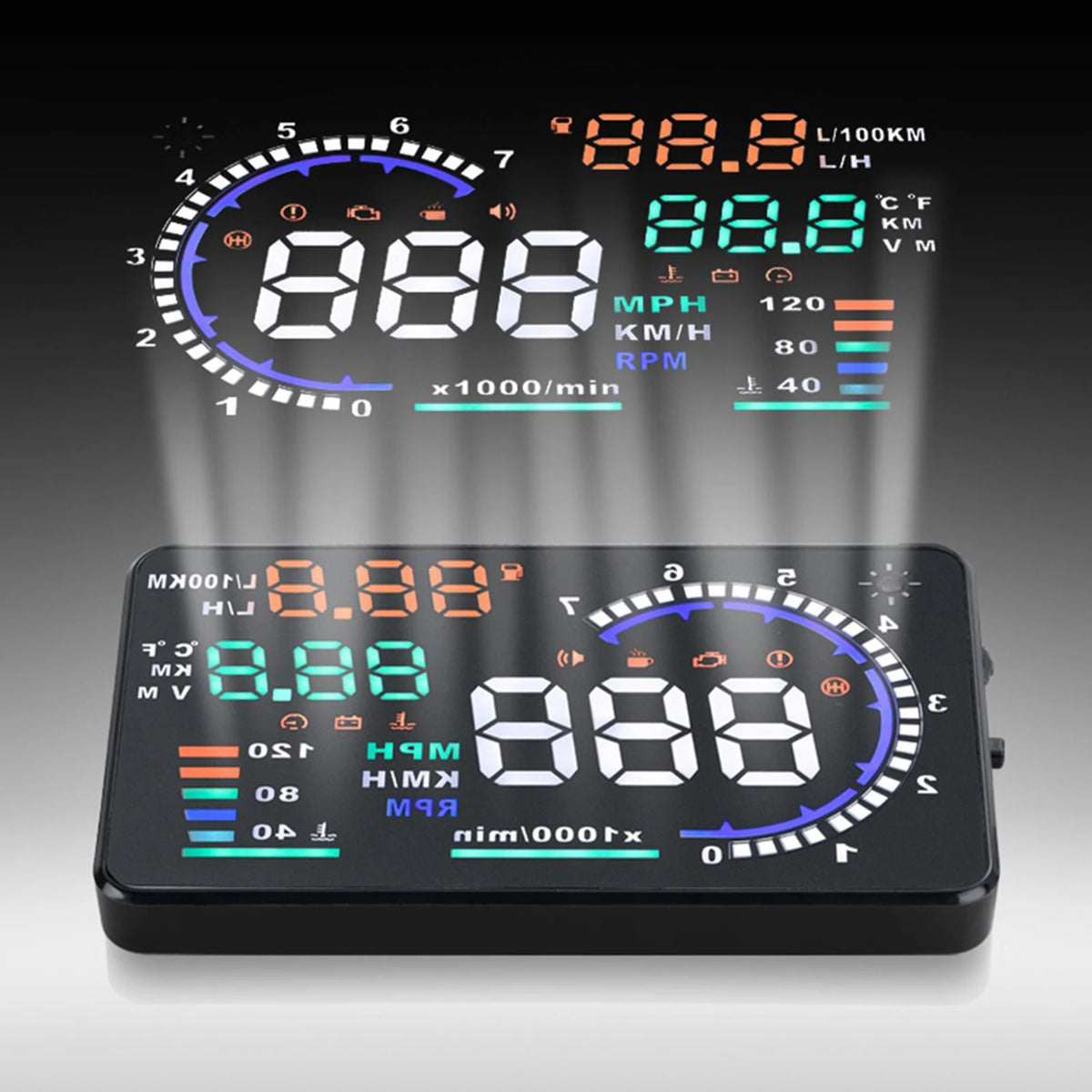 5.5Inch OBD II Car HUD Display Auto Windshied Reflective Screen Speed Display Speed Warning Spee - Automotive LED Light